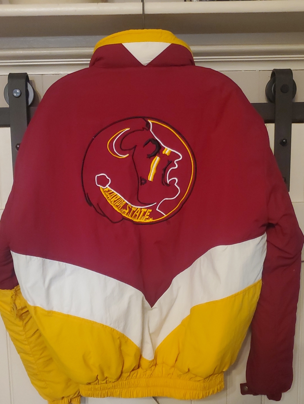 FSU Colorblock Puffer Jacket in Garnet & Gold - Picture 5 of 8